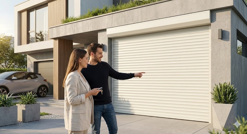 ประตูม้วนสีครีม